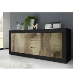 MCA Linia Włoska Komoda BASIC 210 Cm czarna z dodatkiem koloru klon Pero