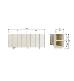 WOOOD Komoda BASU 200 cm drewno sosny dust
