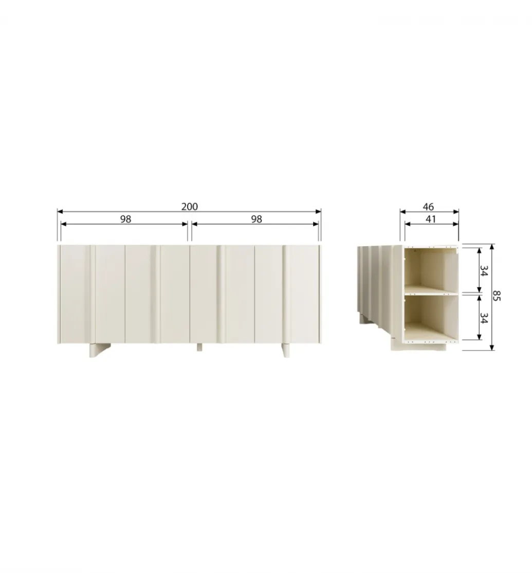 WOOOD Komoda BASU 200 cm drewno sosny dust
