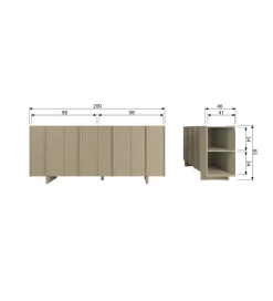 WOOOD Komoda BASU 200 cm drewno sosny piaskowa