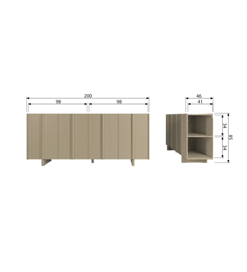 WOOOD Komoda BASU 200 cm drewno sosny piaskowa