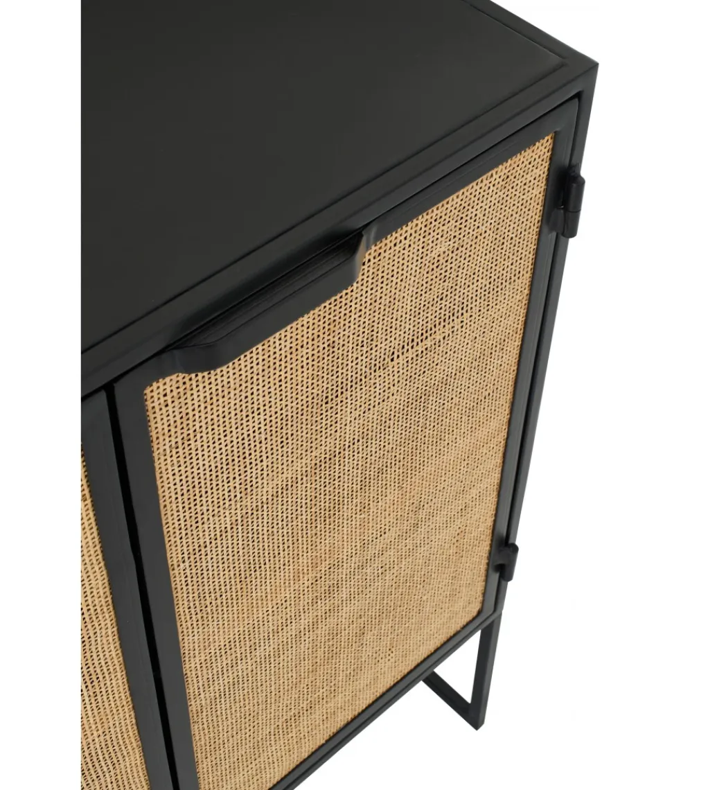 J-Line Komoda CANE PANE 89 cm naturalna czarna