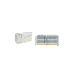 KARE Komoda Cracked 165 cm biało złota