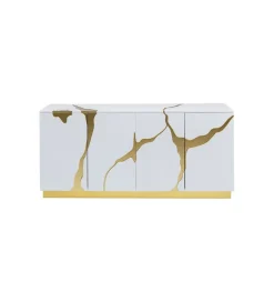 KARE Komoda Cracked 165 cm biało złota