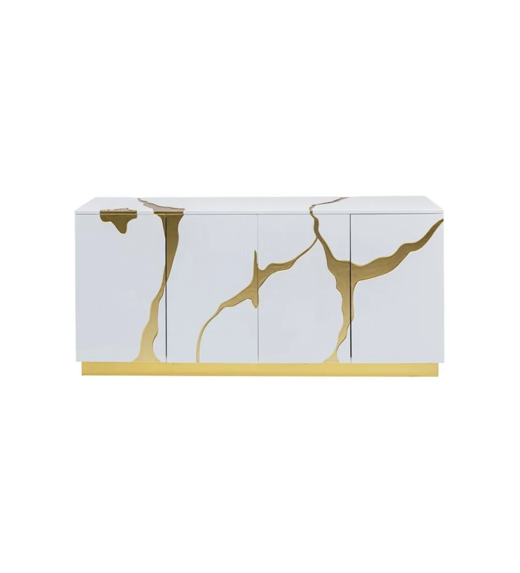 KARE Komoda Cracked 165 cm biało złota