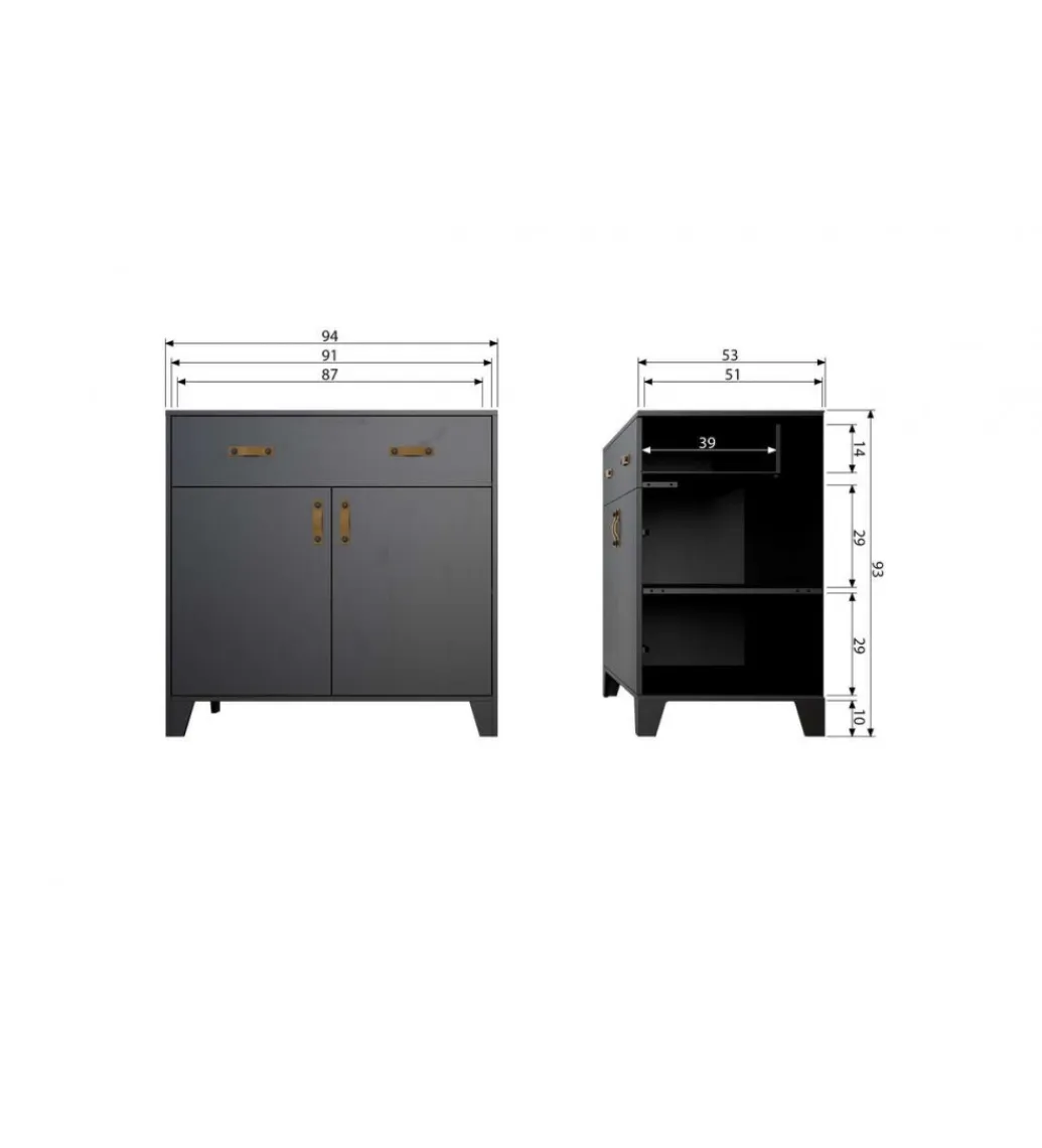 WOOOD Komoda DIAN 94 cm czarna
