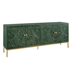 Invicta Interior - przedsprzedaż Komoda 3D PEACOCK 175 cm drewno mango ciemnozielona