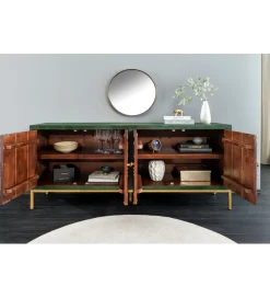Invicta Interior - przedsprzedaż Komoda 3D PEACOCK 175 cm drewno mango ciemnozielona