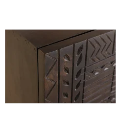 Invicta Interior - przedsprzedaż Komoda 3D TRIBAL 180 cm drewno mango ciemny brąz