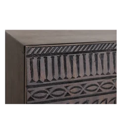 Invicta Interior - przedsprzedaż Komoda 3D TRIBAL 120 cm drewno mango ciemny brąz