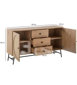 WOHNLING, GERMANY Komoda FONTA 140 cm w optyce dębu
