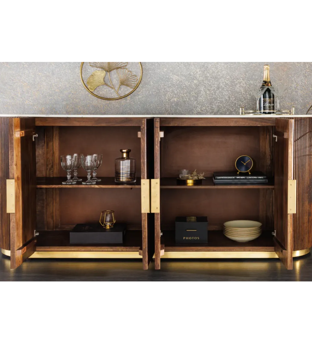 Invicta Interior Komoda GATSBY 170 cm drewno mango blat biały marmur