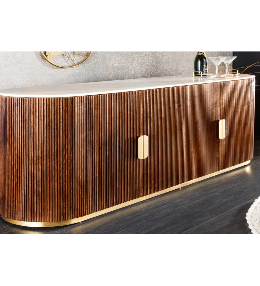 Invicta Interior Komoda GATSBY 170 cm drewno mango blat biały marmur