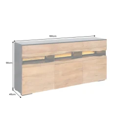 Invicta Interior Komoda GRAND ACACIA 180 cm drewno akcja LED