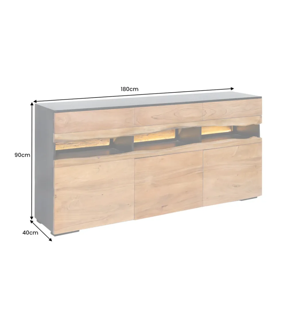 Invicta Interior Komoda GRAND ACACIA 180 cm drewno akcja LED