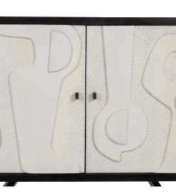 DENZO Komoda HALENSA 102 cm drewno mango czarnobiała