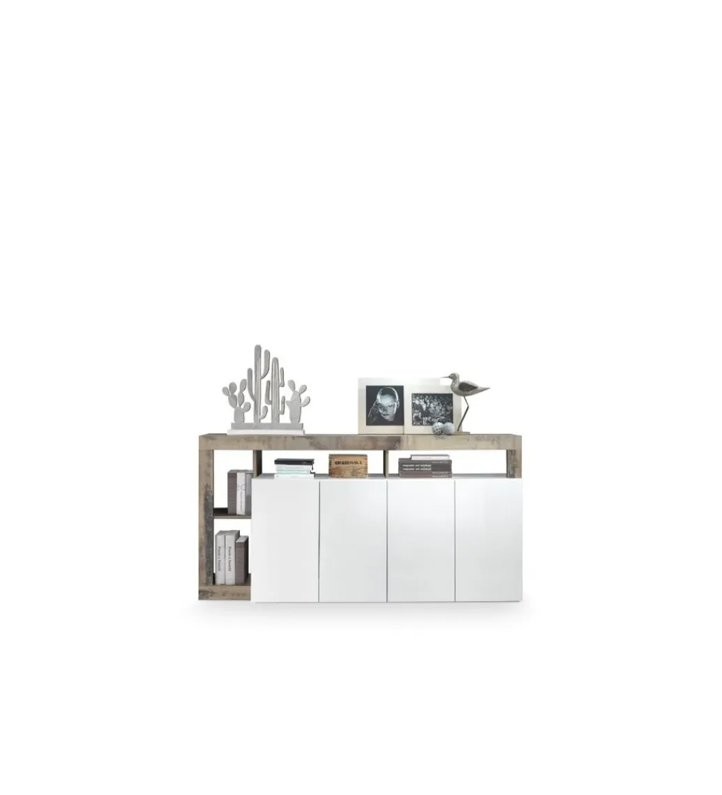 MCA Linia Włoska Komoda HAMBURG 184 Cm Biała Z Dodatkiem Koloru klon Pero