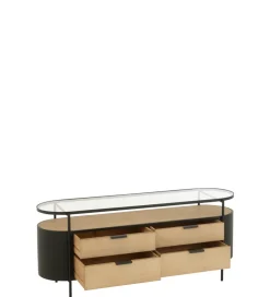 J-Line Komoda IVY 133 cm naturalna czarna