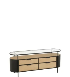 J-Line Komoda IVY 133 cm naturalna czarna