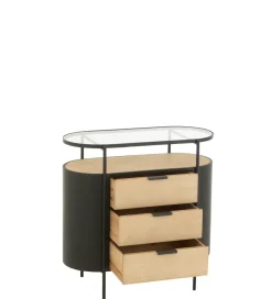 J-Line Komoda IVY 80 cm naturalna czarna