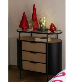 J-Line Komoda IVY 80 cm naturalna czarna