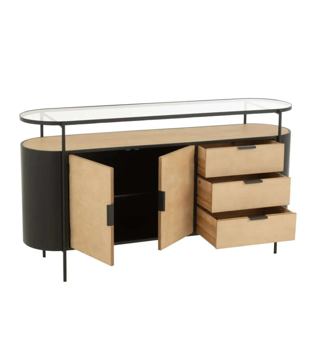 J-Line Komoda IVY 150 cm naturalna czarna