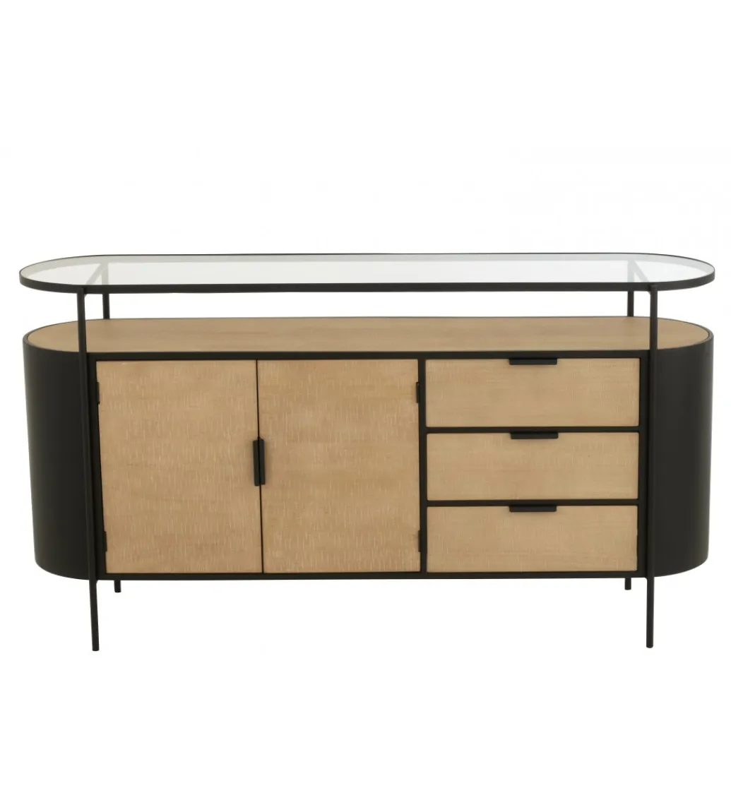 J-Line Komoda IVY 150 cm naturalna czarna