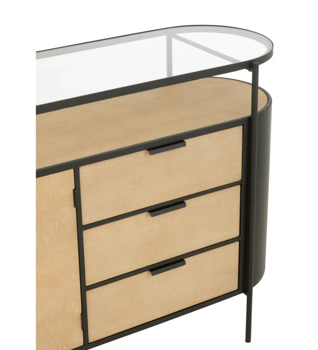 J-Line Komoda IVY 150 cm naturalna czarna