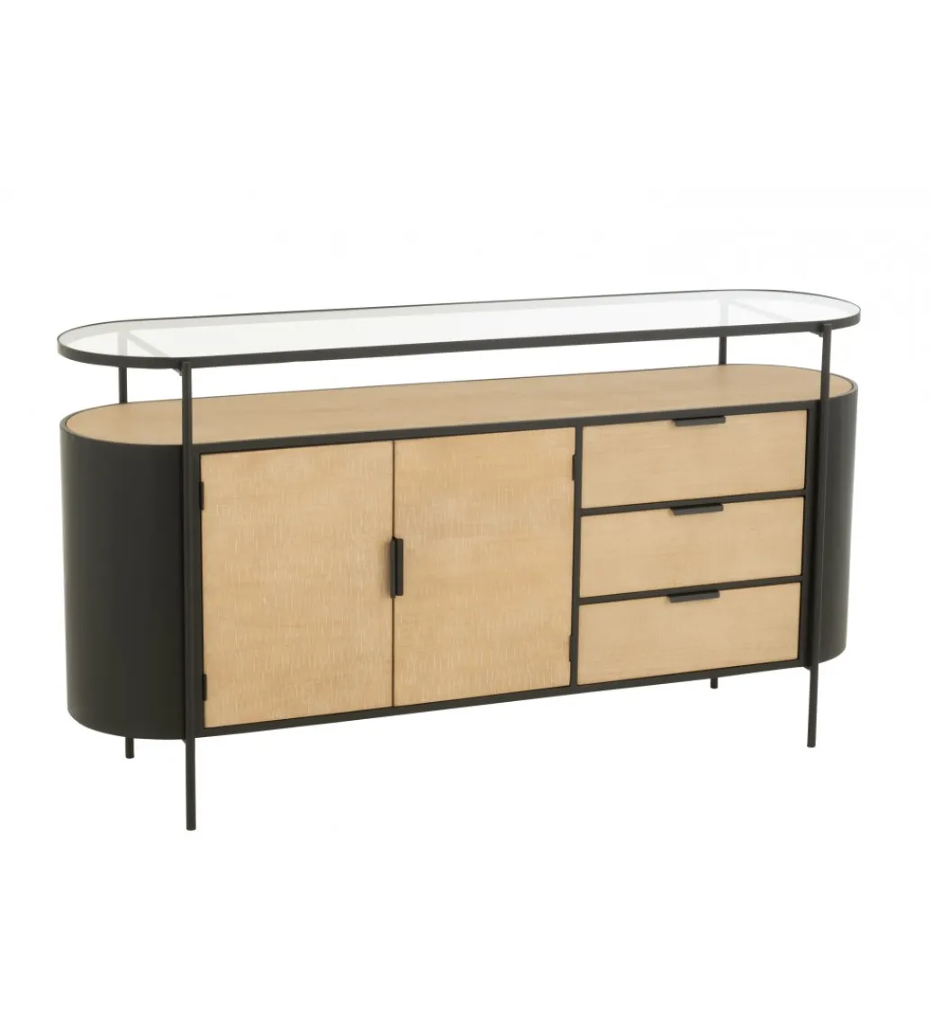 J-Line Komoda IVY 150 cm naturalna czarna