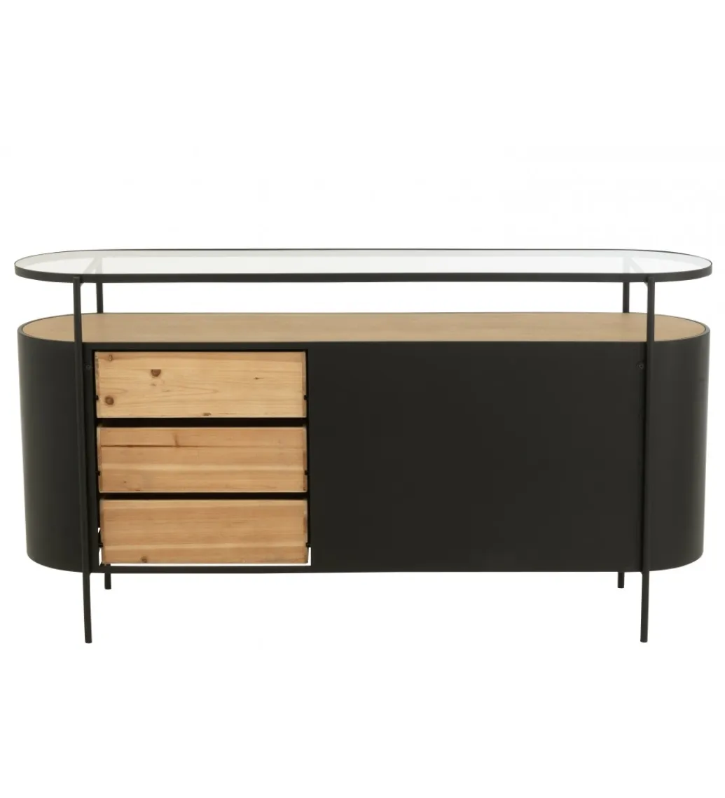 J-Line Komoda IVY 150 cm naturalna czarna