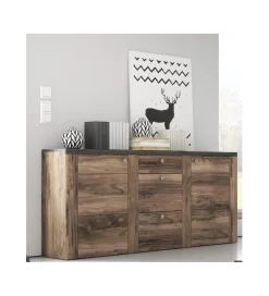 Helvetia Komoda LARONA 176 Cm O Wybarwieniu Satin Nussbaum z kolorem Touchwood