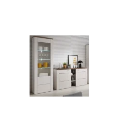 Helvetia Komoda LARONA 155 cm o wybarwieniu Sonoma Trufel z kolorem Sibiu Larche