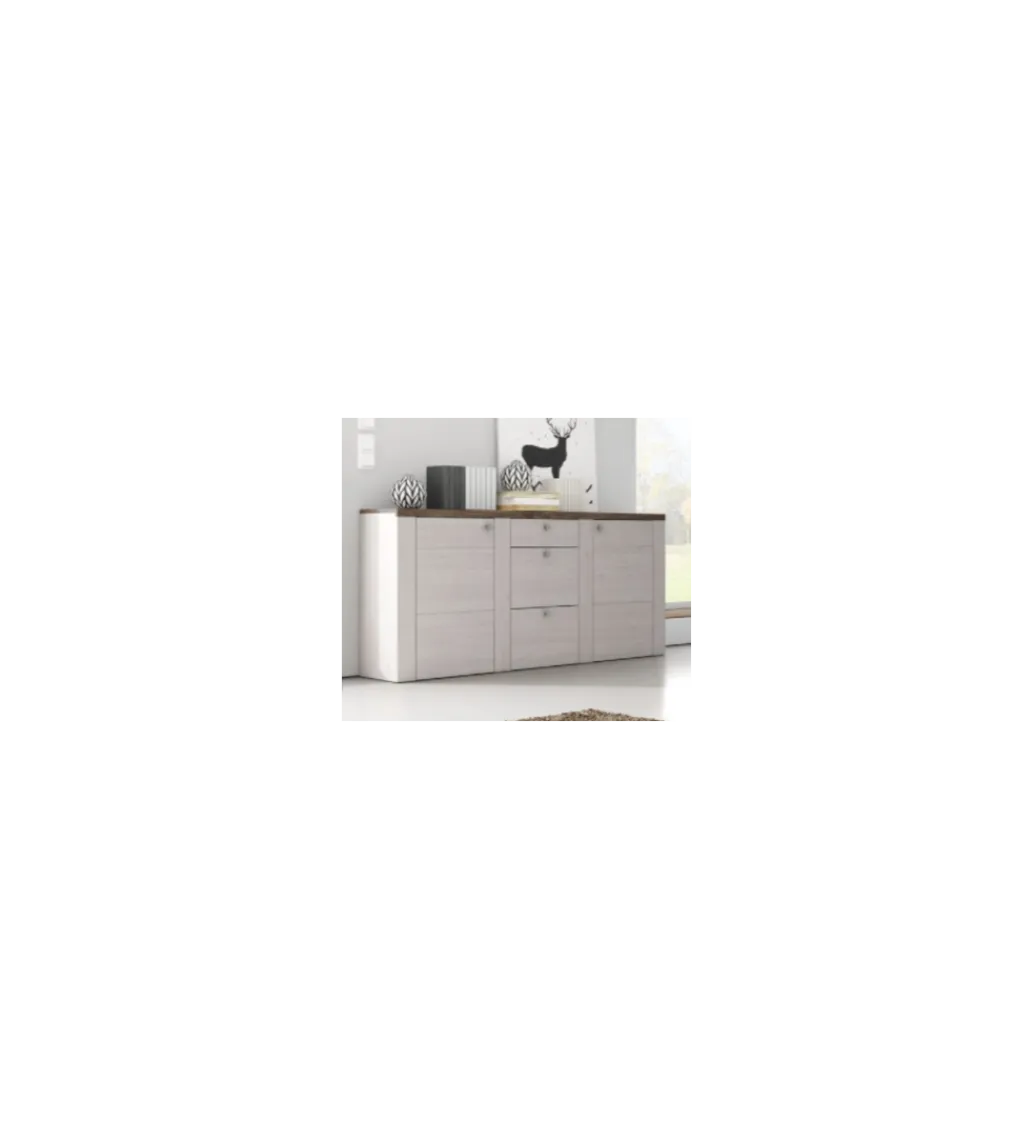 Helvetia Komoda LARONA 176 cm o wybarwieniu Sonoma Trufel z kolorem Sibiu Larche