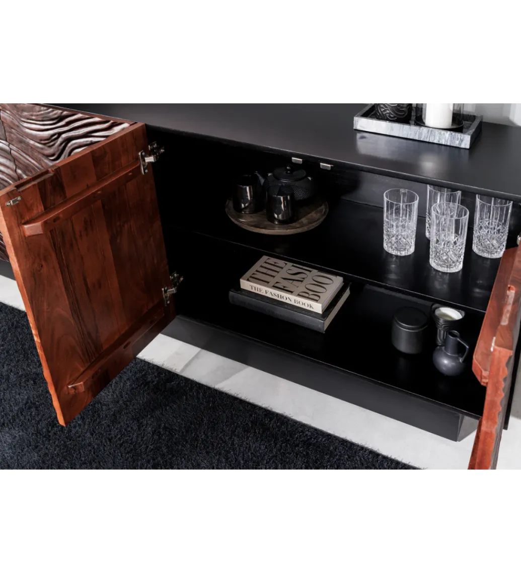 Invicta Interior Komoda MARU 175 cm drewno akacja w kolorze ciemnego orzecha