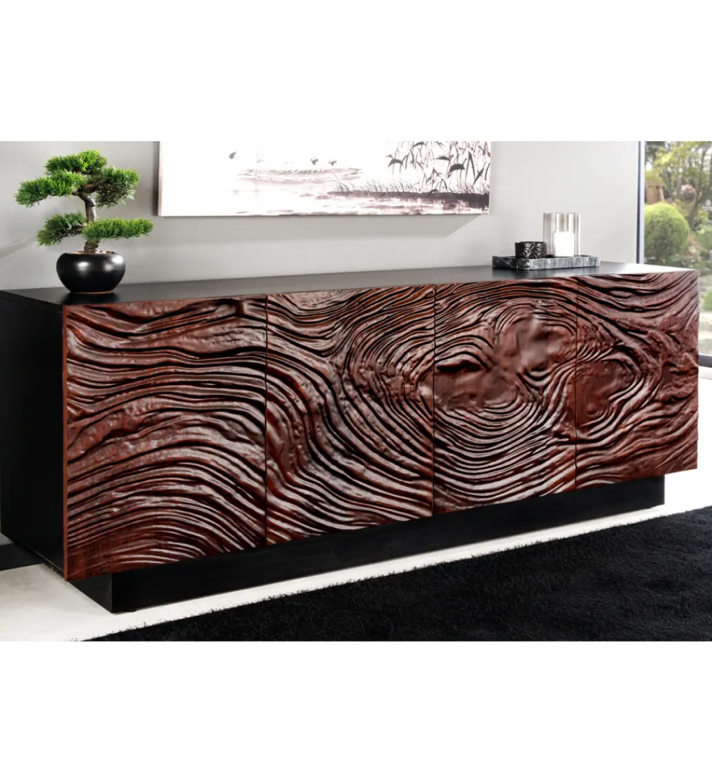 Invicta Interior Komoda MARU 175 cm drewno akacja w kolorze ciemnego orzecha