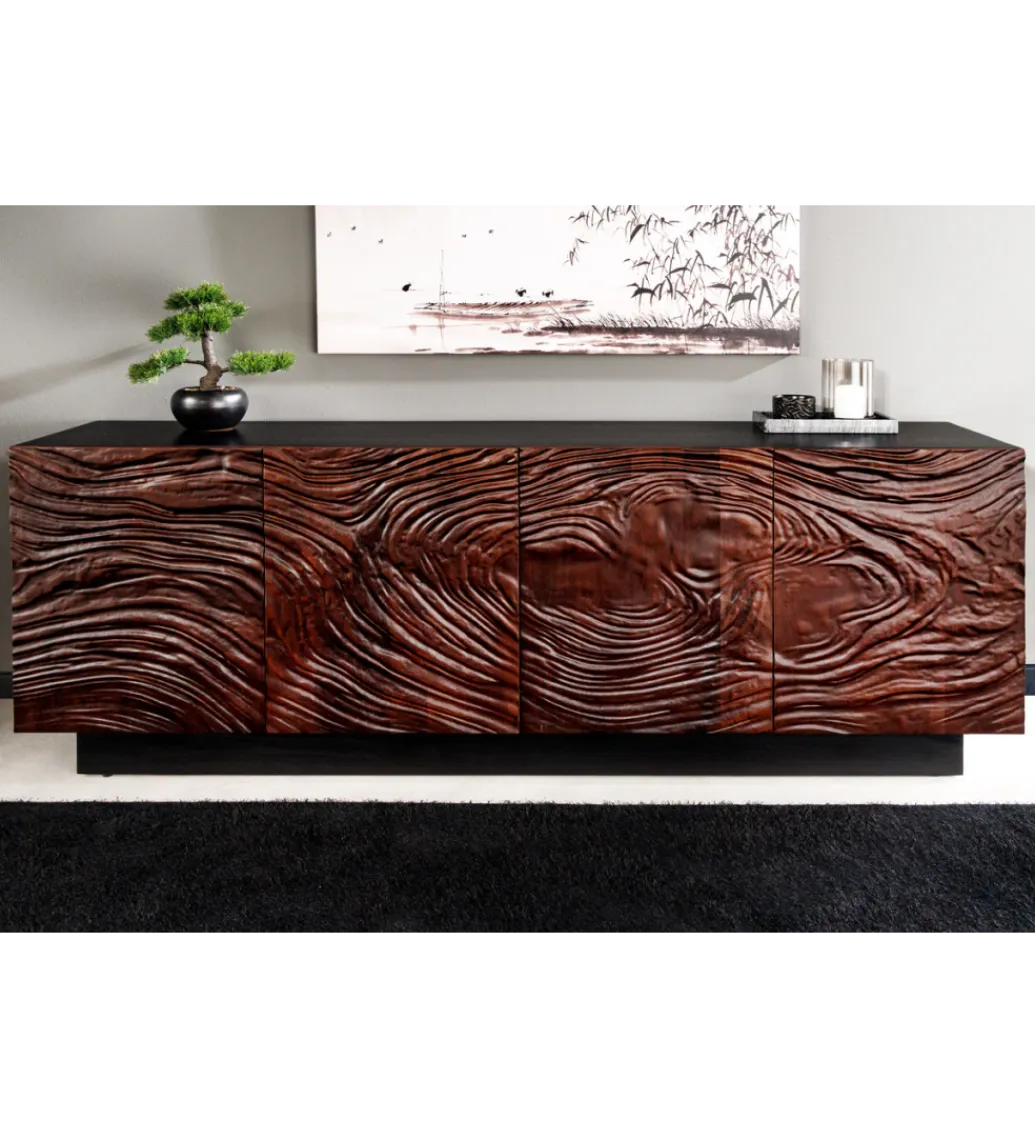 Invicta Interior Komoda MARU 175 cm drewno akacja w kolorze ciemnego orzecha