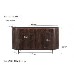 LF-Design Komoda NOORK 170 cm w kolorze orzechowym