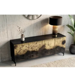 Invicta Interior Komoda OXID 180 cm drewno mango czarno złota