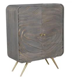 Exclusivas Komoda QUTINESKA 110 cm drewno mango szara