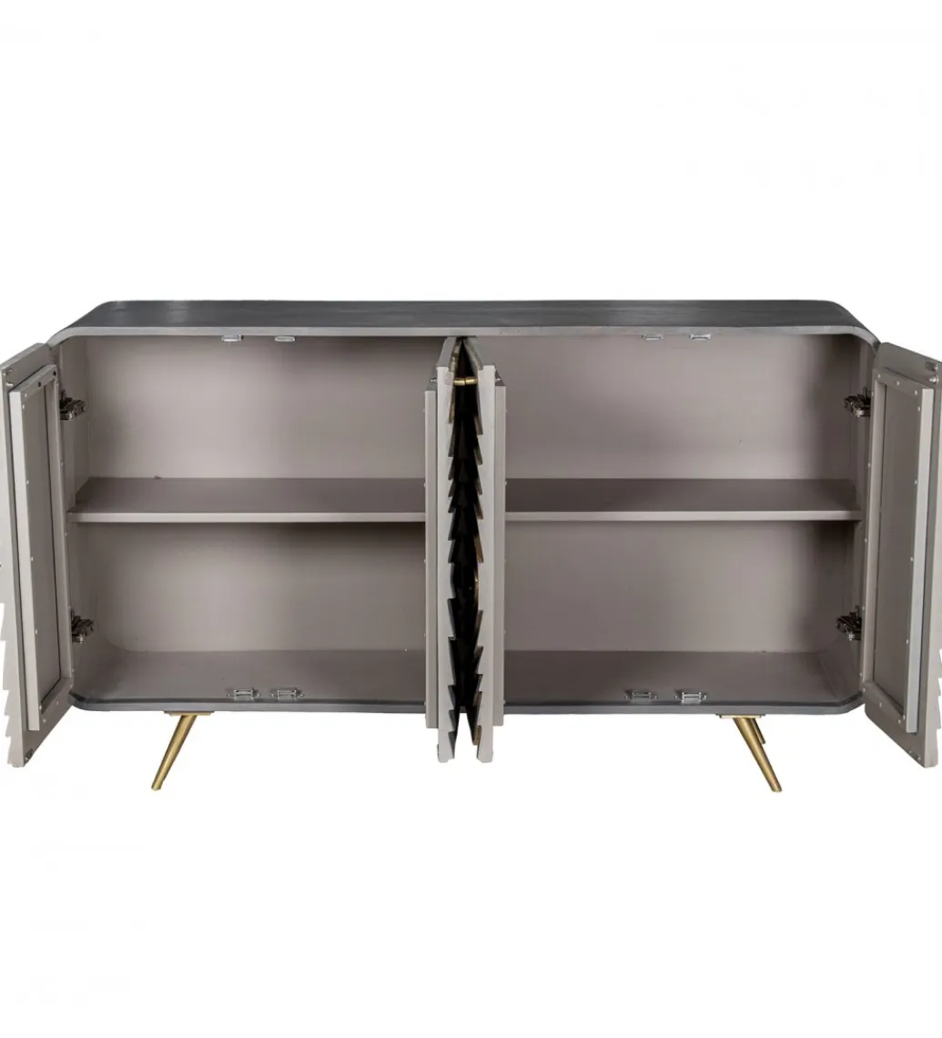Exclusivas Komoda QUTINESKA 149 cm drewno mango szara