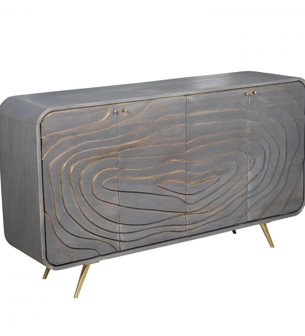 Exclusivas Komoda QUTINESKA 149 cm drewno mango szara