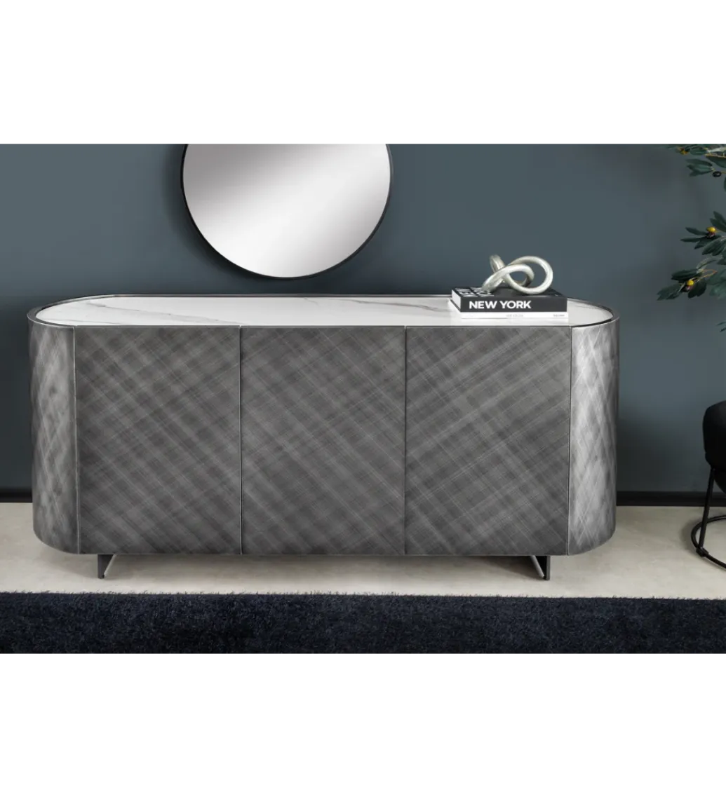 Invicta Interior Komoda REFLECTION 150 cm efekt 3D marmur antracyt