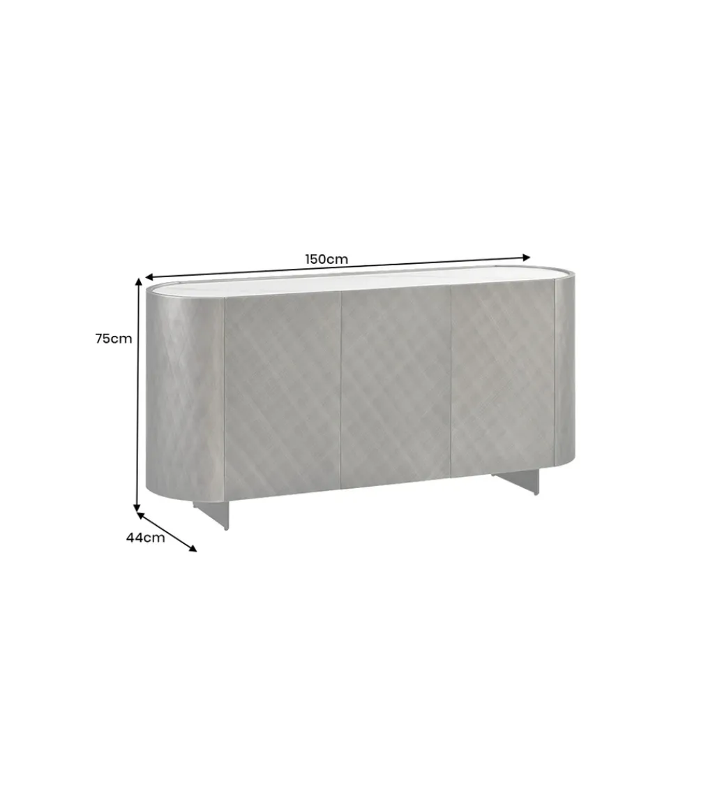 Invicta Interior Komoda REFLECTION 150 cm efekt 3D marmur antracyt