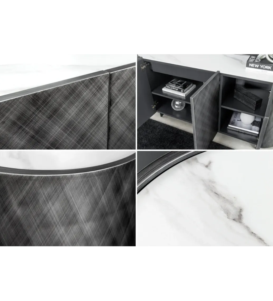 Invicta Interior Komoda REFLECTION 150 cm efekt 3D marmur antracyt