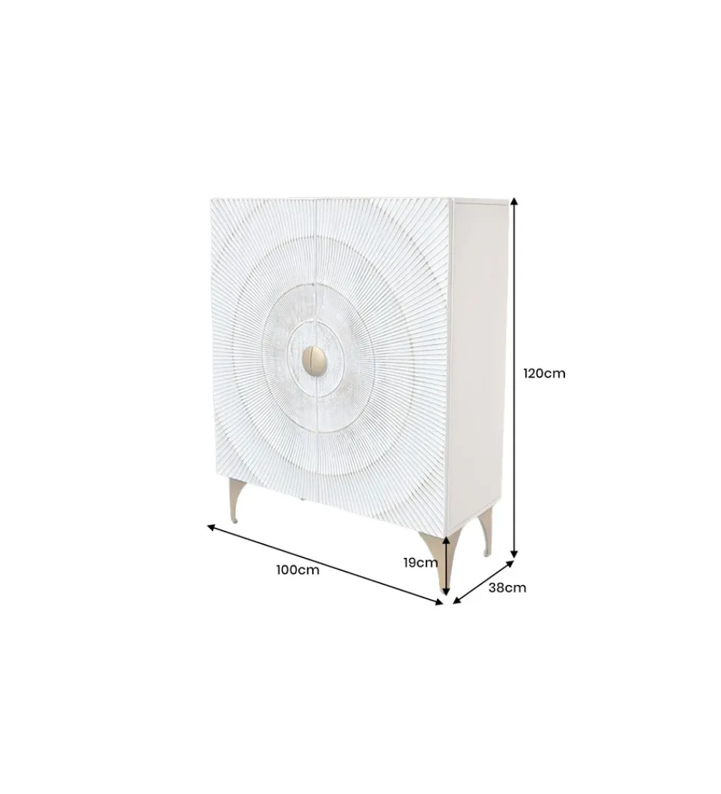 Invicta Interior Komoda SWEET GOLDEN SUNSET 120 cm drewno mango biała