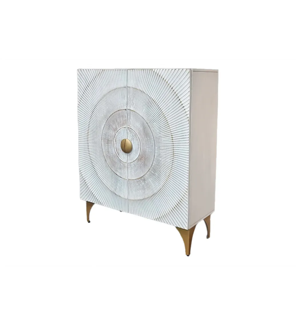 Invicta Interior Komoda SWEET GOLDEN SUNSET 120 cm drewno mango biała