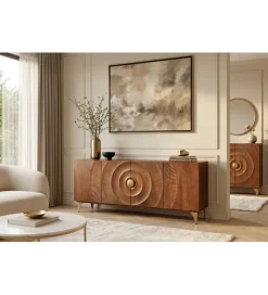 Invicta Interior - przedsprzedaż Komoda SWEET GOLDEN SUNSET 180 cm drewno mango brązowe