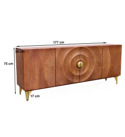 Invicta Interior - przedsprzedaż Komoda SWEET GOLDEN SUNSET 180 cm drewno mango brązowe