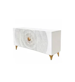 Invicta Interior Komoda SWEET GOLDEN SUNSET 140 cm drewno mango biała