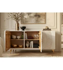 Invicta Interior Komoda SWEET GOLDEN SUNSET 140 cm drewno mango biała